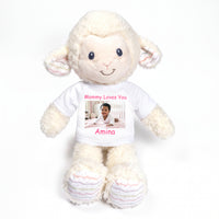 Personalized Stuffed Sheep / Lamb - 12 Inch LoveLee Lamb with Photo and/or Text - White Shirt