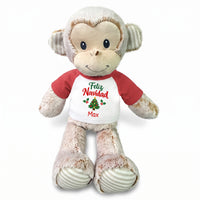 Personalized Christmas Stuffed Monkey - 12 Inch Plush Marlow Monkey