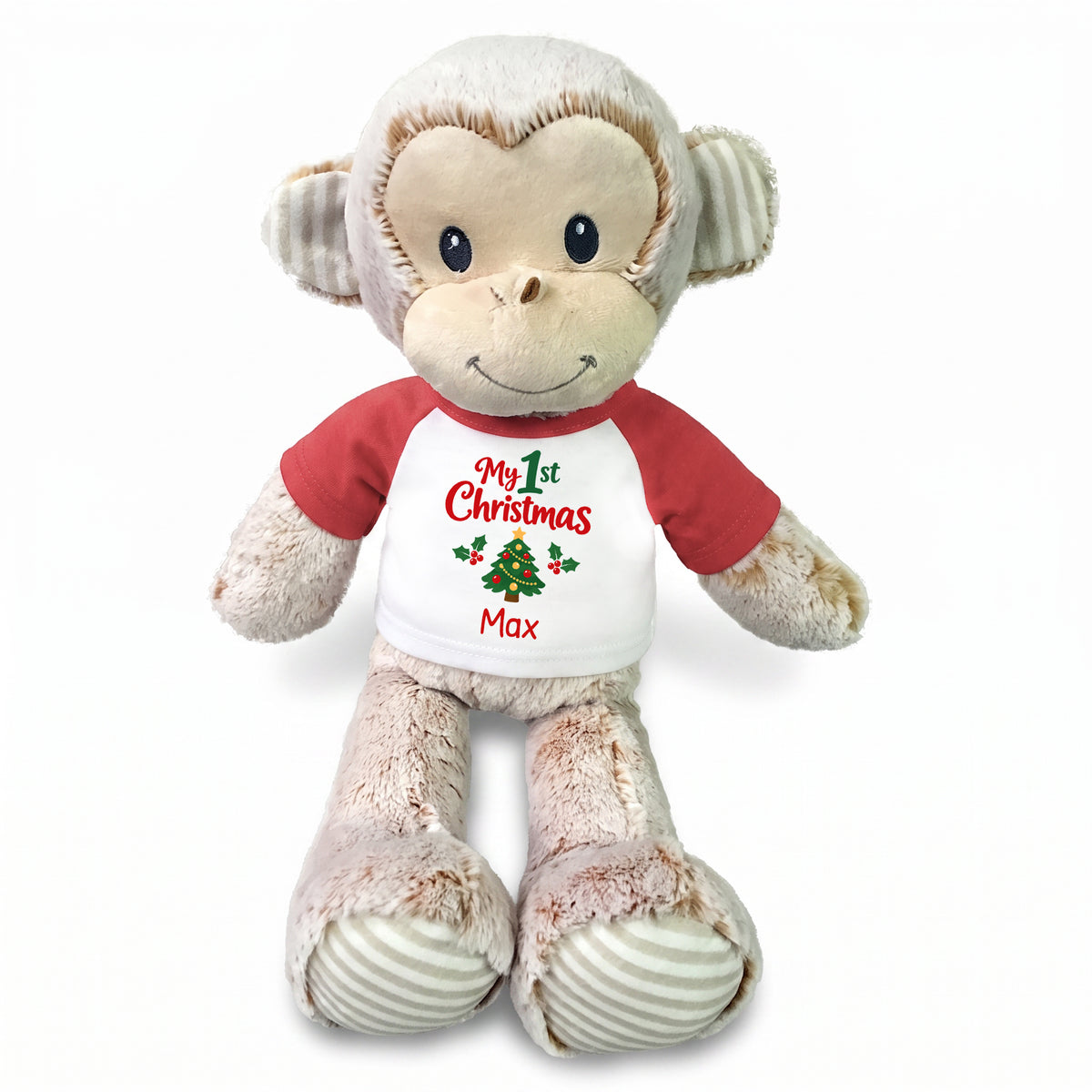 Personalized Christmas Stuffed Monkey - 12 Inch Plush Marlow Monkey