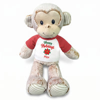 Personalized Christmas Stuffed Monkey - 12 Inch Plush Marlow Monkey