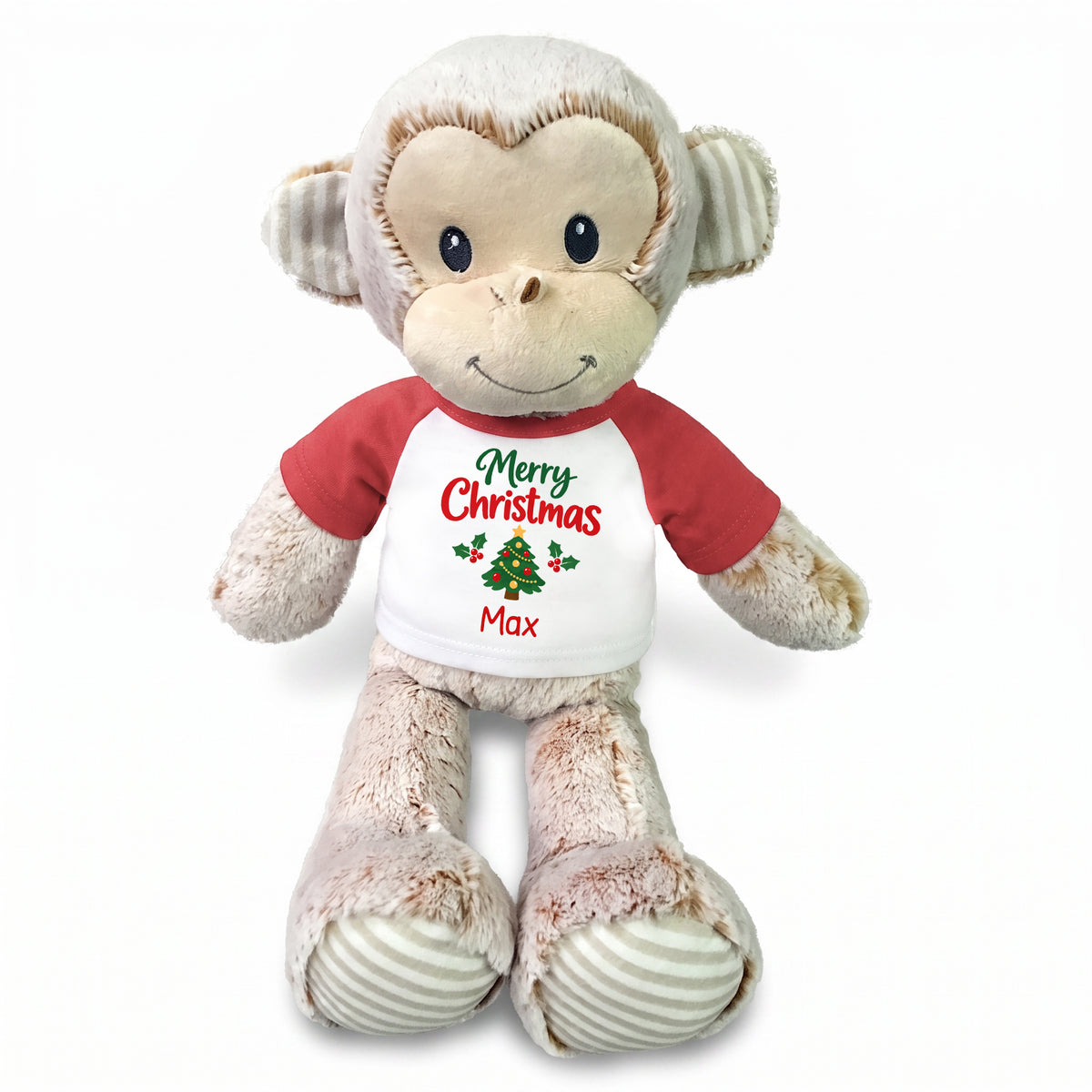 Personalized Christmas Stuffed Monkey - 12 Inch Plush Marlow Monkey