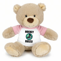 Personalized Ice Hockey Teddy Bear - 10 Inch Tan Nuzzles Bear - Pink