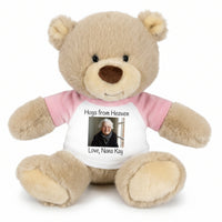 Personalized Memorial Teddy Bear - 10 Inch Tan Nuzzles Bear - Pink