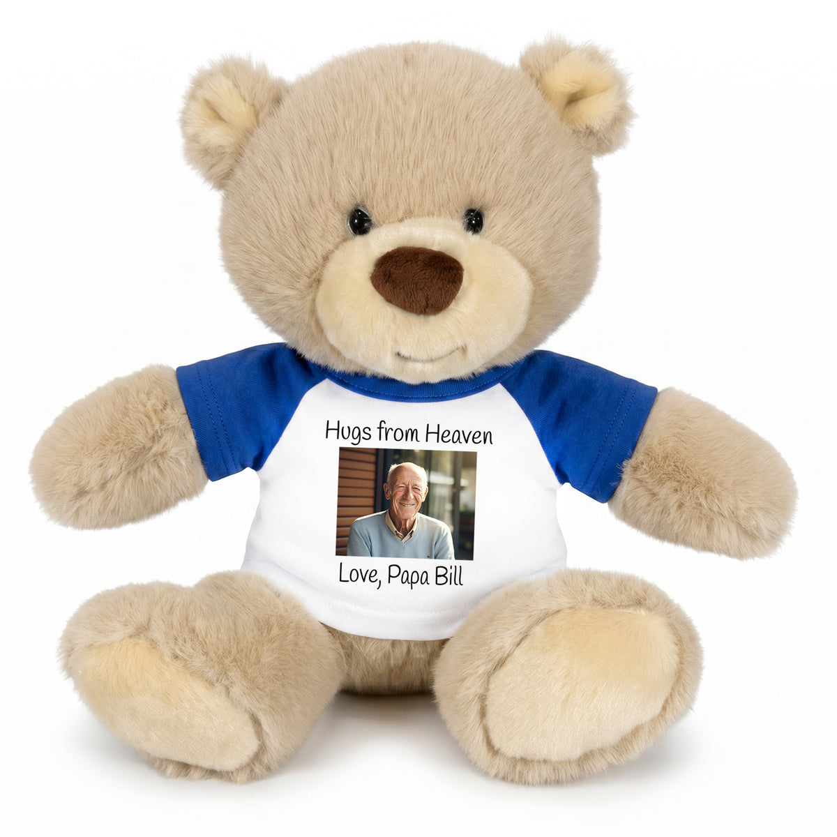 Personalized Memorial Teddy Bear - 10 Inch Tan Nuzzles Bear - Royal Blue