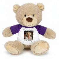 Personalized Memorial Teddy Bear - 10 Inch Tan Nuzzles Bear - Purple
