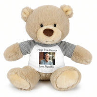 Personalized Memorial Teddy Bear - 10 Inch Tan Nuzzles Bear - Grey