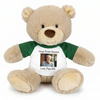 Personalized Memorial Teddy Bear - 10 Inch Tan Nuzzles Bear - Green
