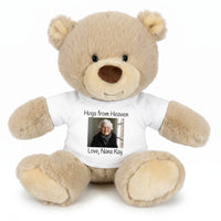 Personalized Memorial Teddy Bear - 10 Inch Tan Nuzzles Bear - White