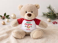 Personalized Christmas Teddy Bear - 10 Inch Tan Nuzzles Bear