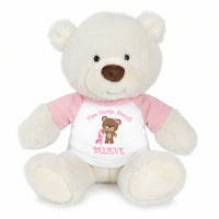 Personalized Breast Cancer Support Teddy Bear - 10 Inch White Nuzzles Bear - Believe Design