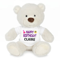 Personalized Happy Birthday Teddy Bear - 10 Inch White Nuzzles Bear
