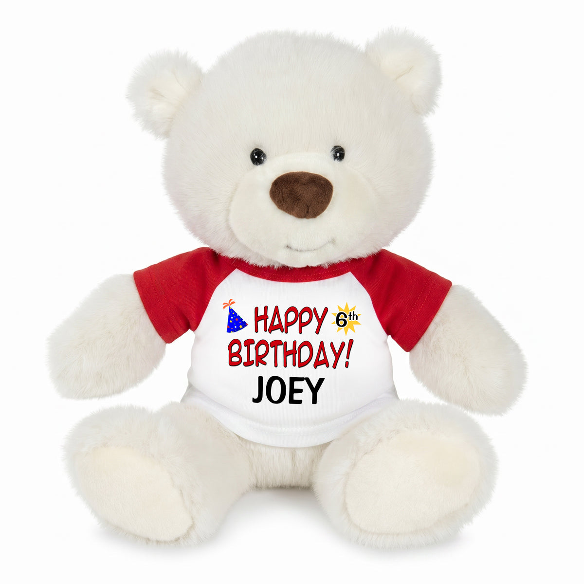 Personalized Happy Birthday Teddy Bear - 10 Inch White Nuzzles Bear