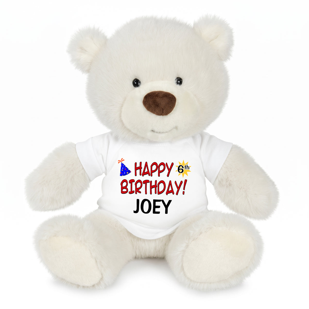 Personalized Happy Birthday Teddy Bear - 10 Inch White Nuzzles Bear