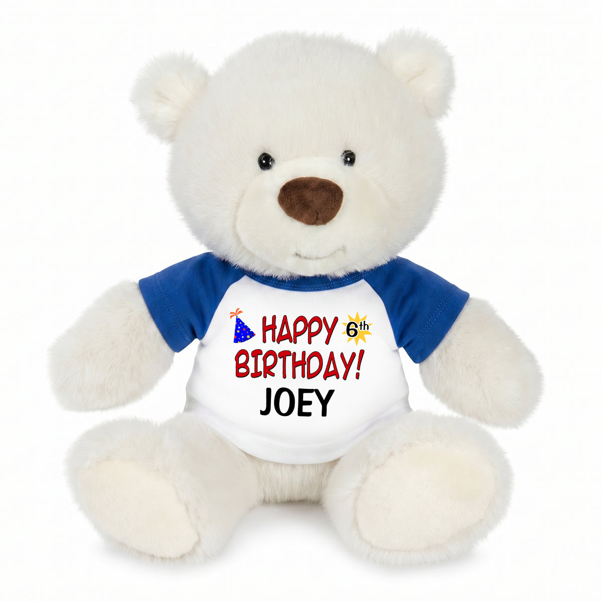 Personalized Happy Birthday Teddy Bear - 10 Inch White Nuzzles Bear