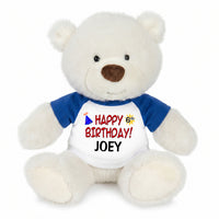 Personalized Happy Birthday Teddy Bear - 10 Inch White Nuzzles Bear