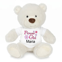 Personalized Flower Girl Teddy Bear - 10 Inch White Nuzzles Bear