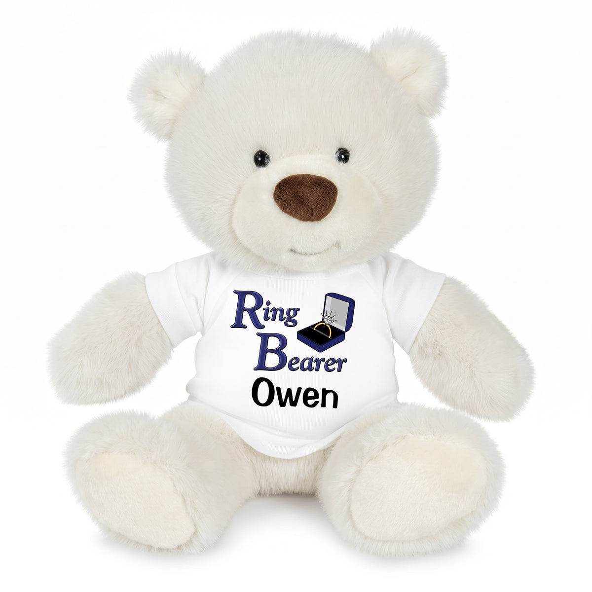 Personalized Ring Bearer Teddy Bear - 10 Inch White Nuzzles Bear