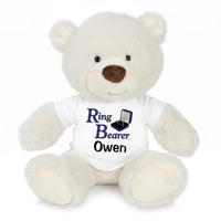 Personalized Ring Bearer Teddy Bear - 10 Inch White Nuzzles Bear