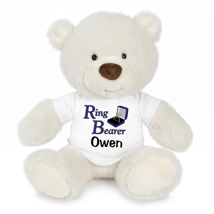 Personalized Ring Bearer Teddy Bear - 10 Inch White Nuzzles Bear