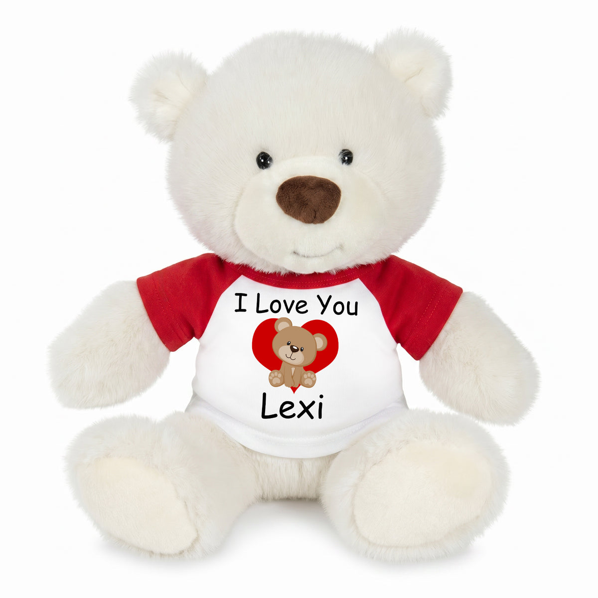 Personalized Valentines or Love Teddy Bear - 10 Inch White Nuzzles Bear - Teddy Bear Heart Design