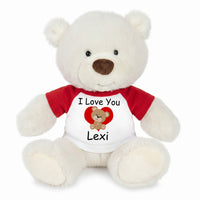 Personalized Valentines or Love Teddy Bear - 10 Inch White Nuzzles Bear - Teddy Bear Heart Design
