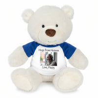Personalized Memorial Teddy Bear - 10 Inch White Nuzzles Bear - Royal Blue
