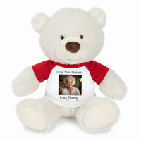 Personalized Memorial Teddy Bear - 10 Inch White Nuzzles Bear - Red