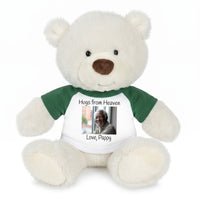 Personalized Memorial Teddy Bear - 10 Inch White Nuzzles Bear- Green