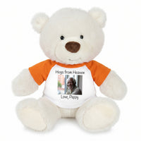 Personalized Memorial Teddy Bear - 10 Inch White Nuzzles Bear - Orange