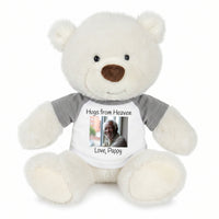 Personalized Memorial Teddy Bear - 10 Inch White Nuzzles Bear - Grey