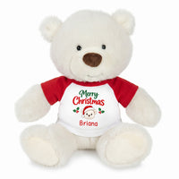 Personalized Christmas Teddy Bear - 10 Inch White Nuzzles Bear