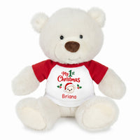 Personalized Christmas Teddy Bear - 10 Inch White Nuzzles Bear