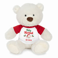 Personalized Christmas Teddy Bear - 10 Inch White Nuzzles Bear