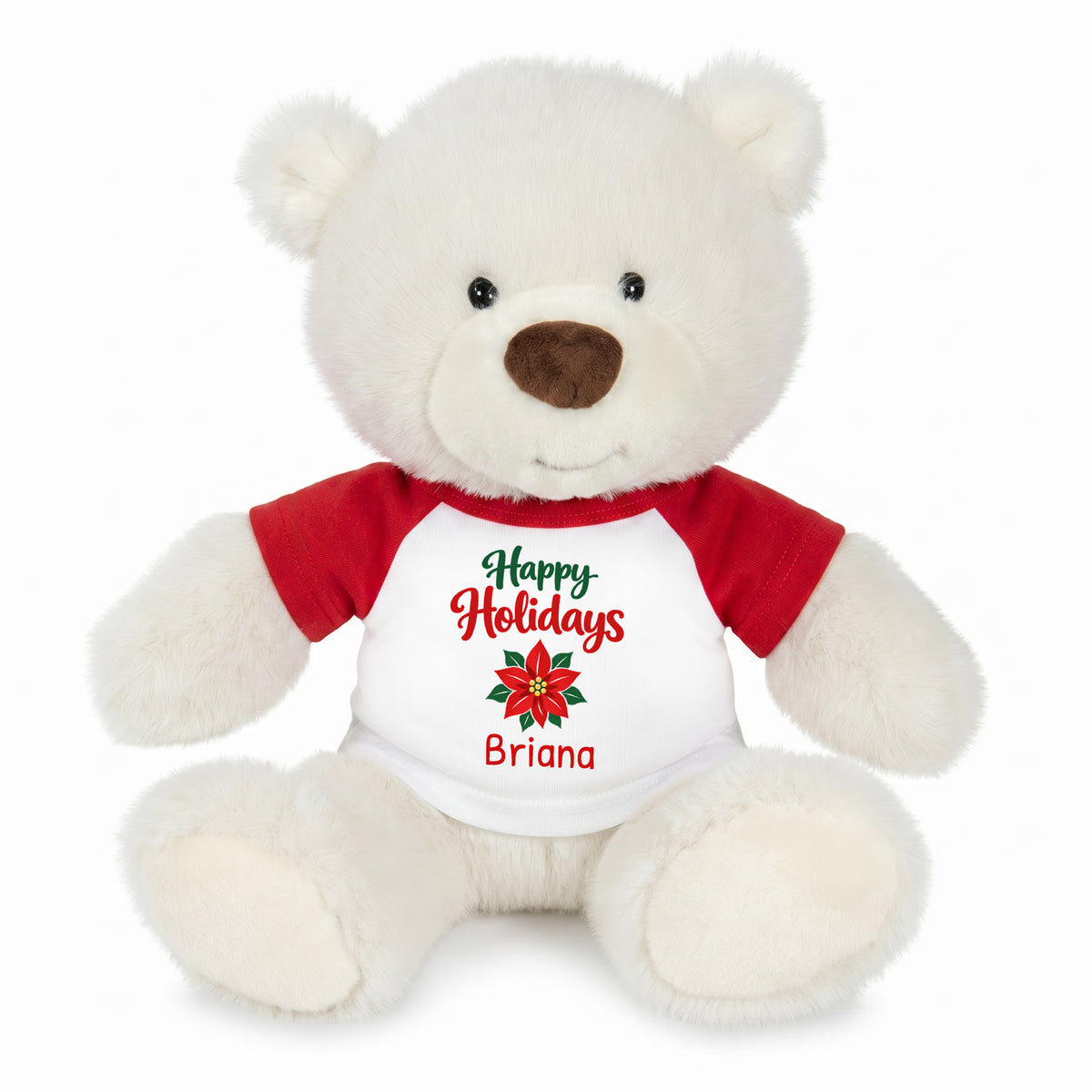 Personalized Christmas Teddy Bear - 10 Inch White Nuzzles Bear