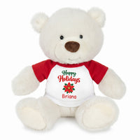 Personalized Christmas Teddy Bear - 10 Inch White Nuzzles Bear