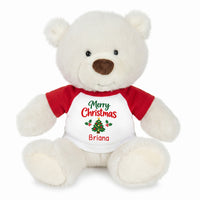 Personalized Christmas Teddy Bear - 10 Inch White Nuzzles Bear