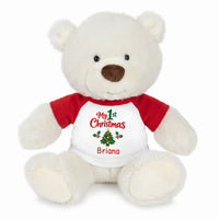 Personalized Christmas Teddy Bear - 10 Inch White Nuzzles Bear