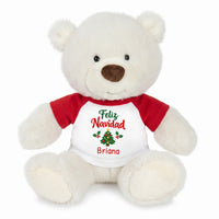 Personalized Christmas Teddy Bear - 10 Inch White Nuzzles Bear