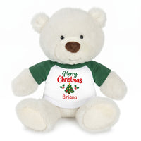 Personalized Christmas Teddy Bear - 10 Inch White Nuzzles Bear