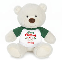 Personalized Christmas Teddy Bear - 10 Inch White Nuzzles Bear