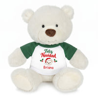 Personalized Christmas Teddy Bear - 10 Inch White Nuzzles Bear