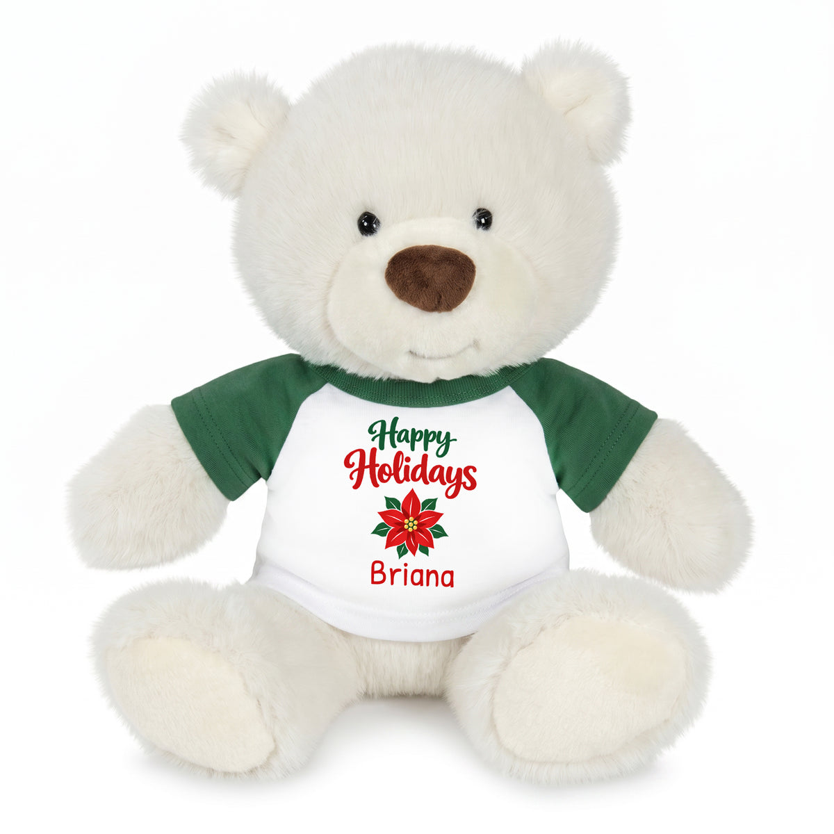 Personalized Christmas Teddy Bear - 10 Inch White Nuzzles Bear