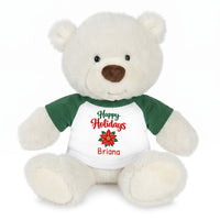 Personalized Christmas Teddy Bear - 10 Inch White Nuzzles Bear