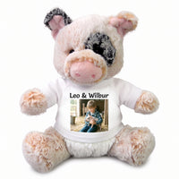 Personalized Stuffed Pig - 11 inch Plush Percy Pig - White, Print on Front Only