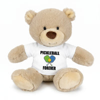 Pickleball Teddy Bear - Personalized 10" Tan Nuzzles Bear, Paddle Design - white shirt
