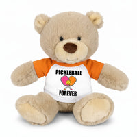 Pickleball Teddy Bear - Personalized 10" Tan Nuzzles Bear, Paddle Design - orange sleeves