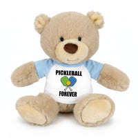 Pickleball Teddy Bear - Personalized 10" Tan Nuzzles Bear, Paddle Design - light blue sleeves