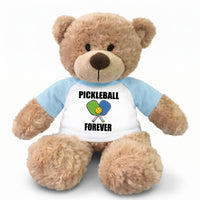 Pickleball Teddy Bear - Personalized 13" Bonny Bear, Paddle Design - light blue sleeves