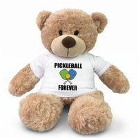 Pickleball Teddy Bear - Personalized 13" Bonny Bear, Paddle Design - white shirt