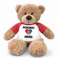 Pickleball Teddy Bear - Personalized 13" Bonny Bear, Paddle Design - red sleeves
